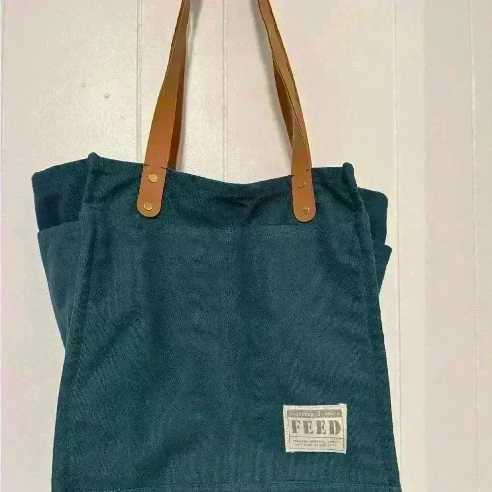 FEED Projects Women's Reusable Canvas Market Multi-Pocket Tote Bag never use